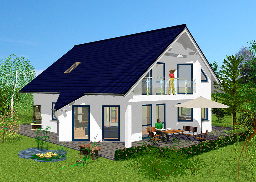 Rückansicht Einfamilienhaus – Klare Formen mit Stil