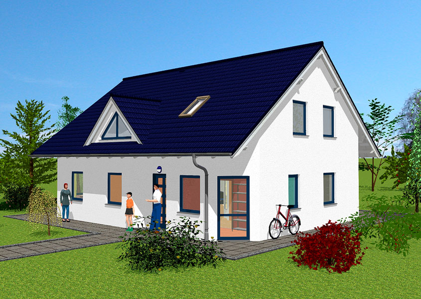 Vorderansicht Einfamilienhaus – Wohnen im Massivhaus
