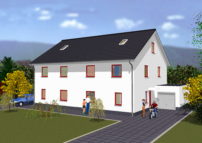 Vorderansicht Doppelhaus – Schlicht und stilvoll