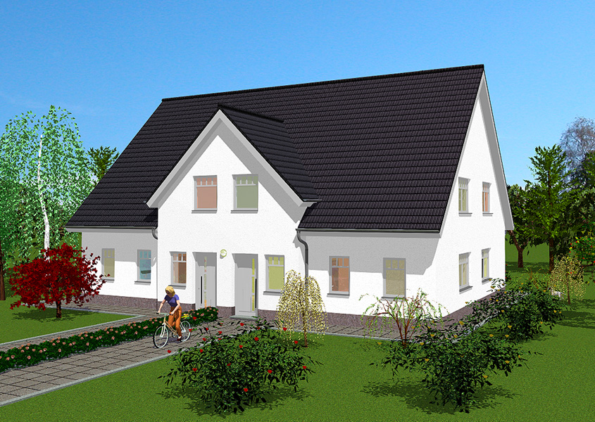 Vorderansicht Doppelhaus – Ein Haus, doppeltes Glück