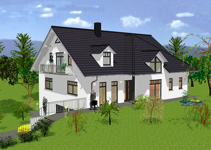 Luxushaus Vorderansicht – Wohnen mit Stil