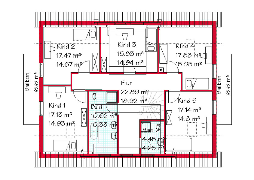 Das Dachgeschoss des Einfamilienhauses mit 114,5 m²