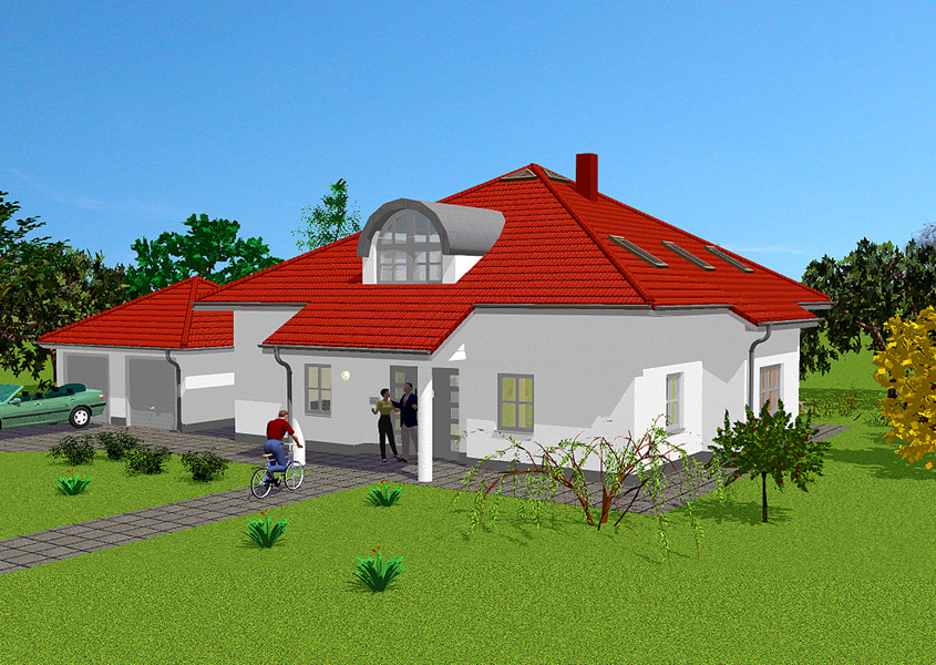 Vorderansicht Bungalow mit Blick auf Eingang