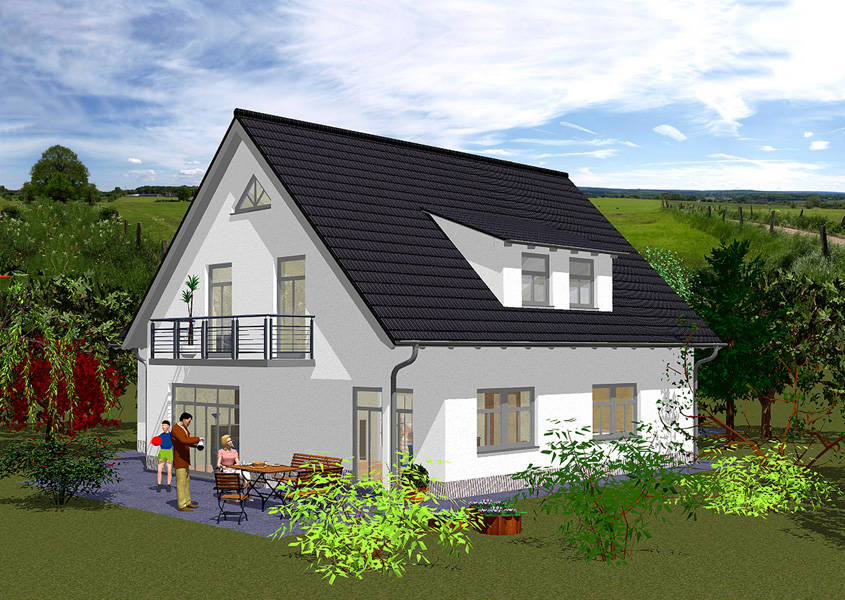Rückansicht Winkelhaus – Balkon zum Entspannen