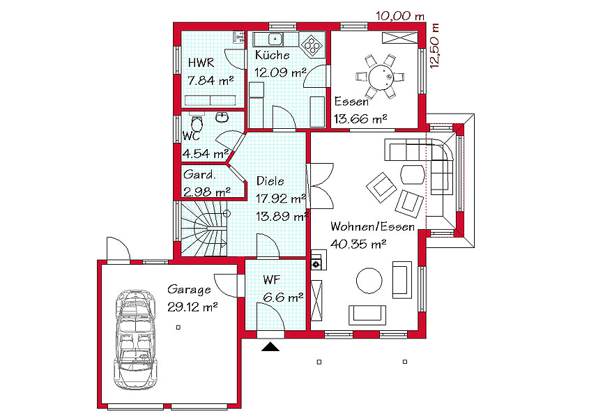 Das Erdgeschoss der Stadtvilla mit 105,6 m²