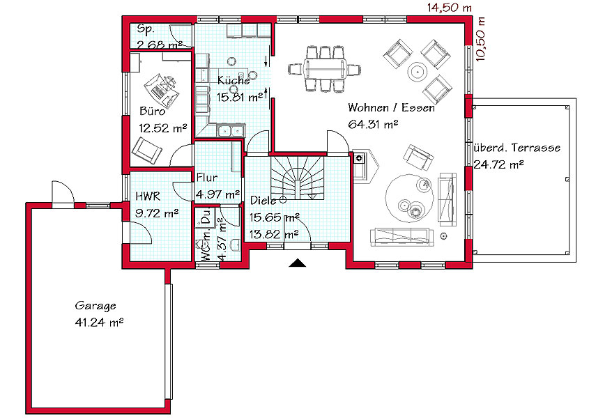 Raumaufteilung Bungalow