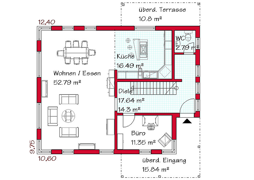 Stadtvilla MS 745 Erdgeschoss mit 97,0 m²