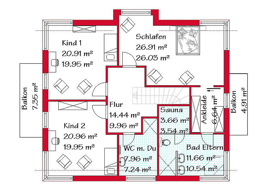 Das Dachgeschoss des Mehrgiebelhauses mit 110,0 m²